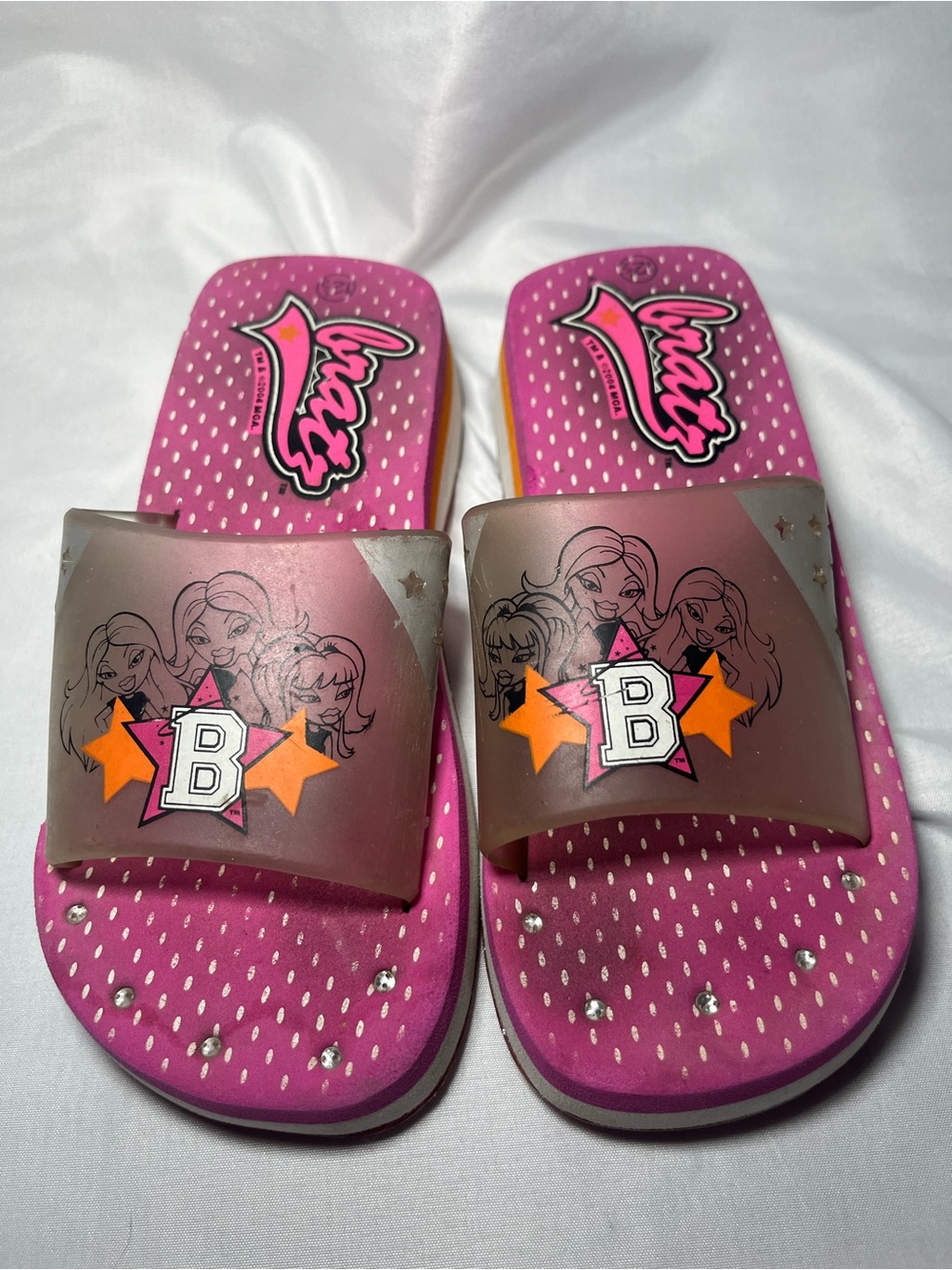 Vintage 2004 Bratz Girls Sandals Size 12.5 Pink Foam Platform Slip On Y2K